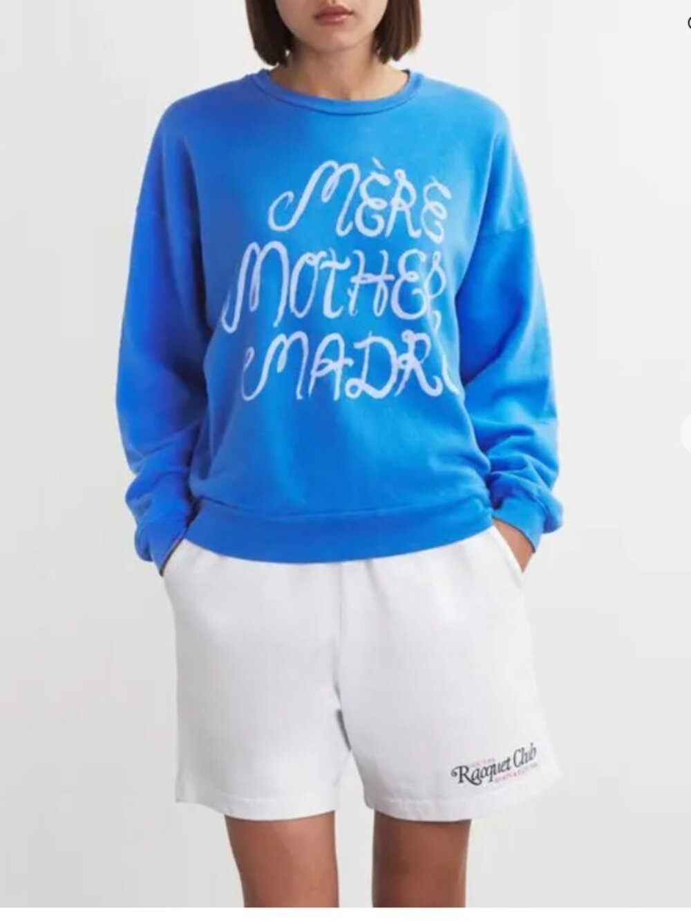 MOTHER The Drop Square Sweatshirt in Mere Mother Madre- M- Blue- MSRP $168